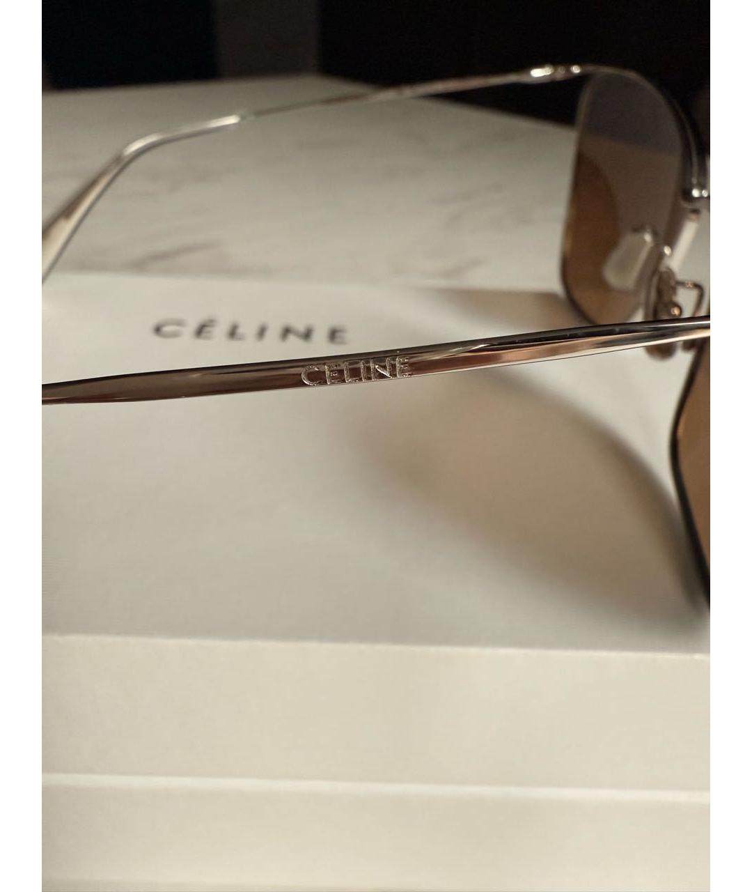 CELINE Серебряные металлические солнцезащитные очки, фото 3
