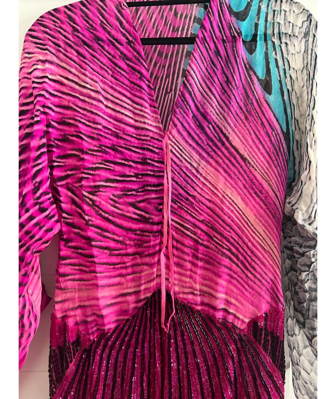ROBERTO CAVALLI Мульти шелковое коктейльное платье, фото 4