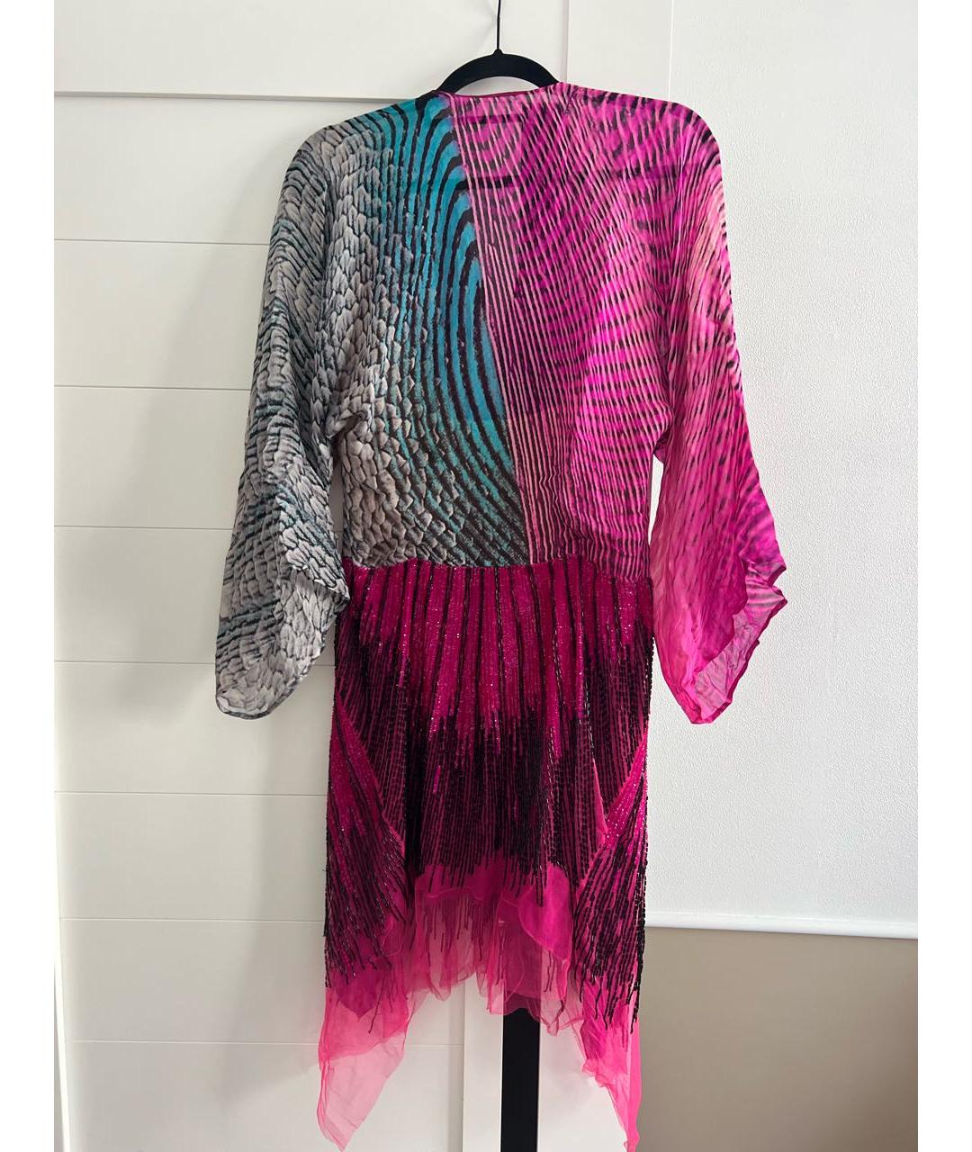 ROBERTO CAVALLI Мульти шелковое коктейльное платье, фото 2
