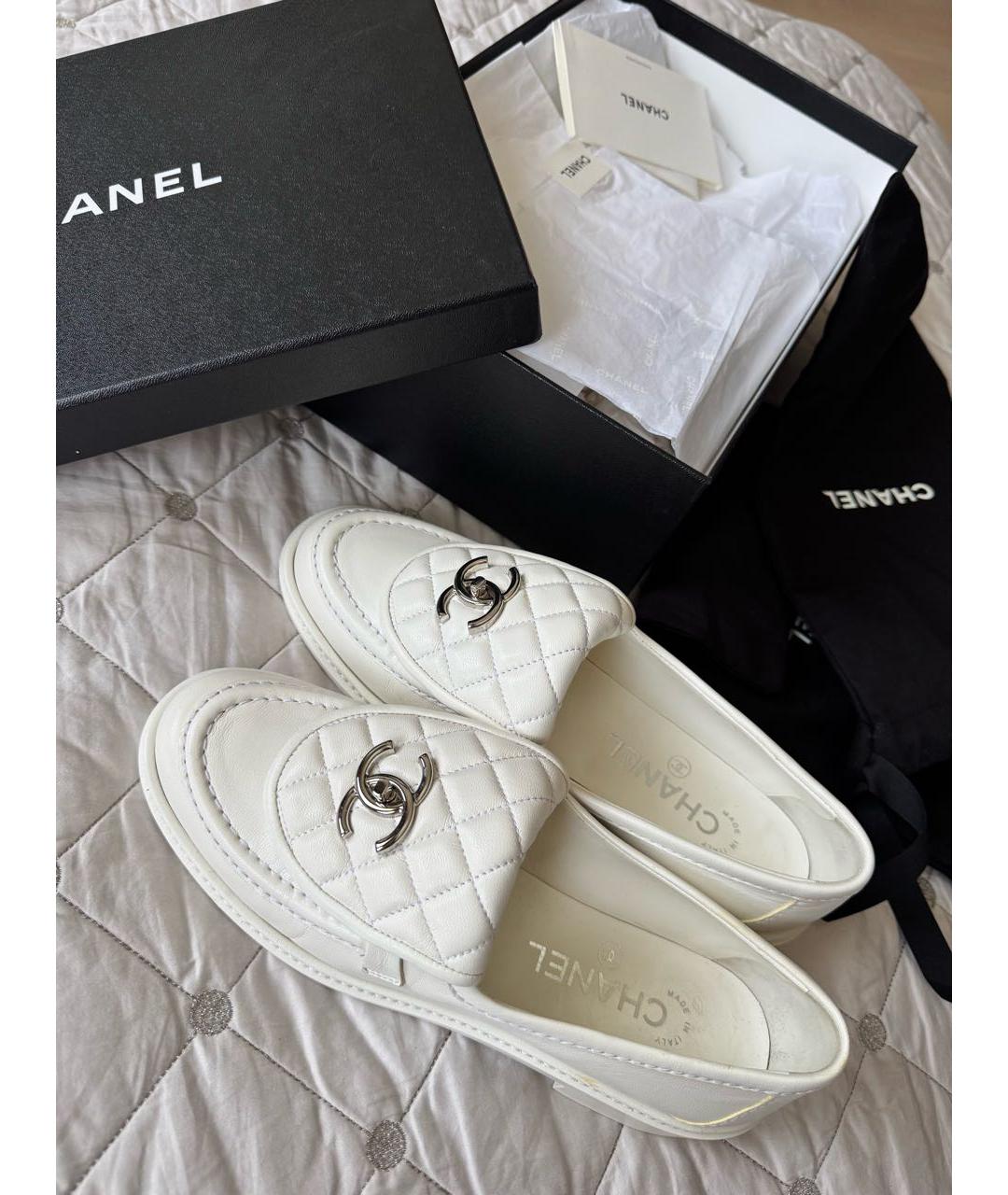 CHANEL Белые кожаные лоферы, фото 6