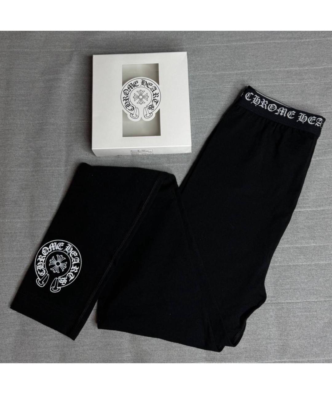 CHROME HEARTS Черные хлопковые леггинсы и велосипедки, фото 3