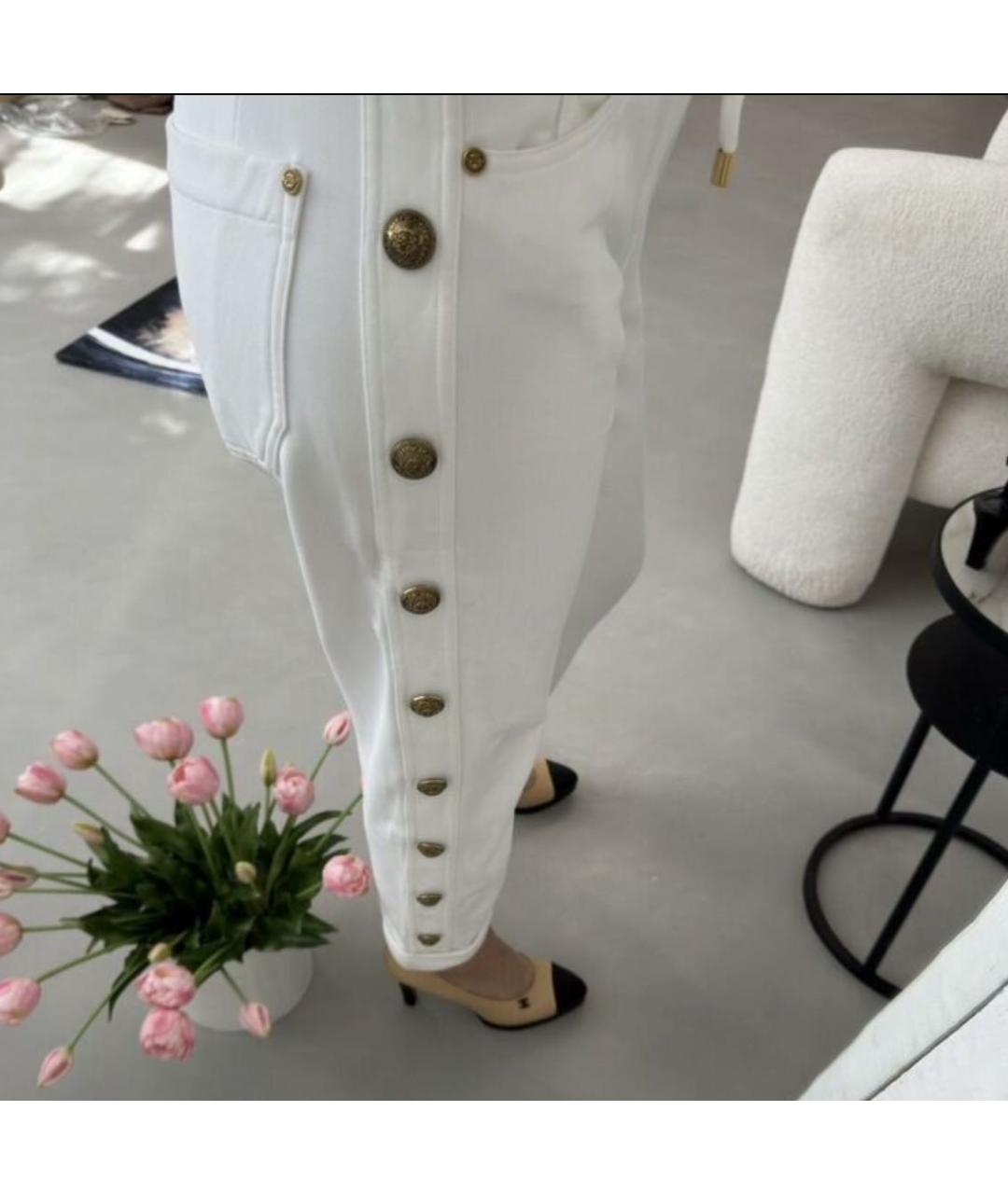 BALMAIN Белые хлопковые брюки узкие, фото 4