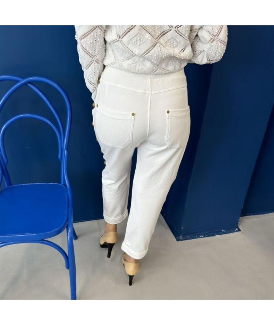 BALMAIN Белые хлопковые брюки узкие, фото 2