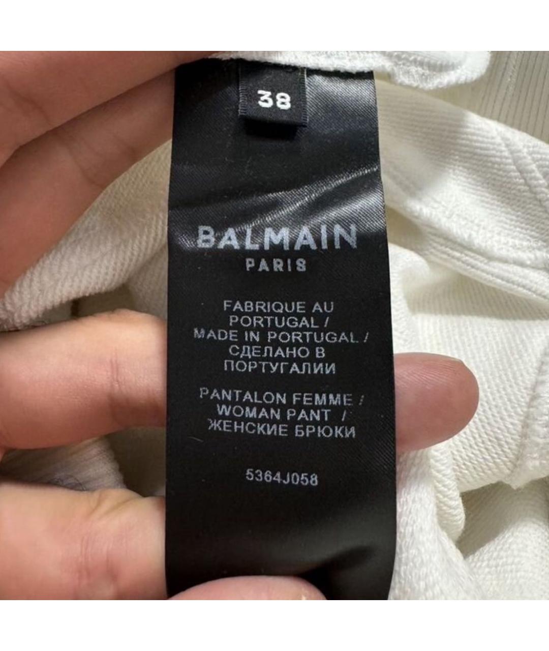BALMAIN Белые хлопковые брюки узкие, фото 6