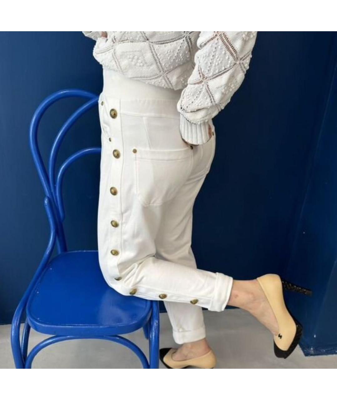 BALMAIN Белые хлопковые брюки узкие, фото 3