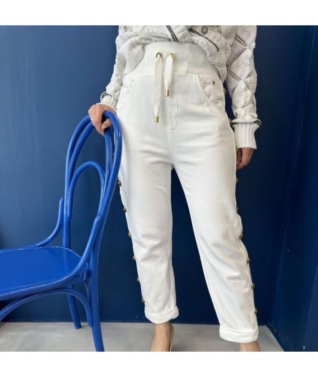 BALMAIN Белые хлопковые брюки узкие, фото 9