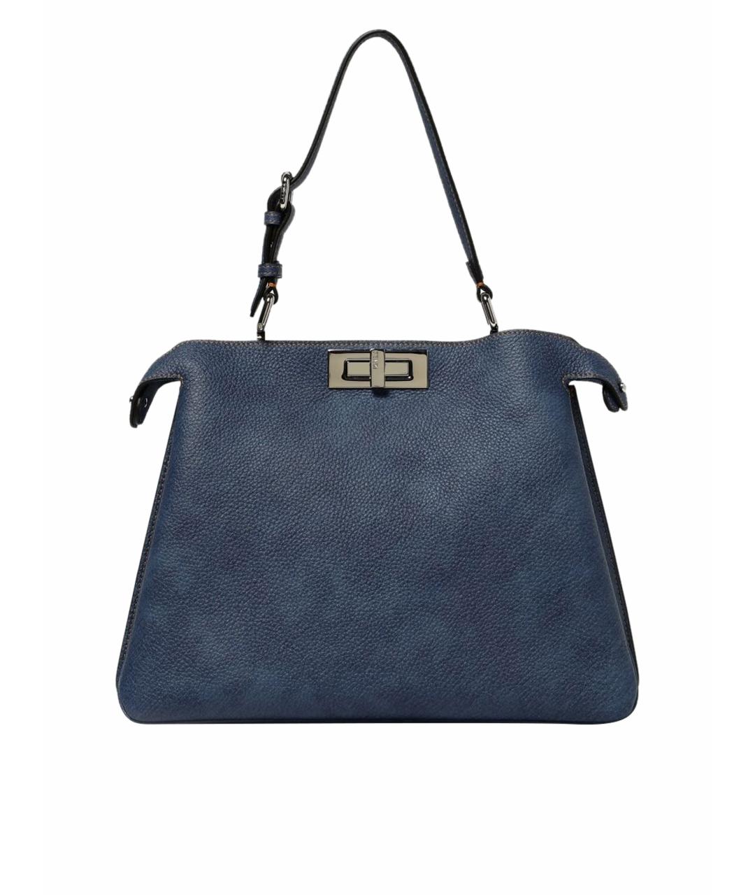 FENDI Синяя кожаная сумка тоут, фото 1