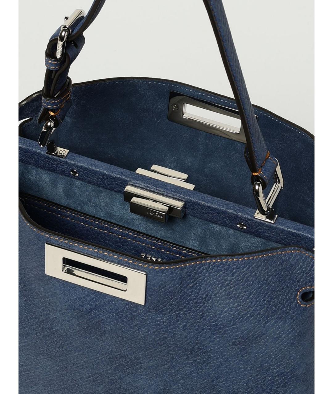 FENDI Синяя кожаная сумка тоут, фото 5