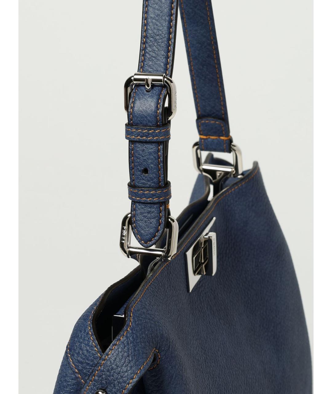 FENDI Синяя кожаная сумка тоут, фото 3