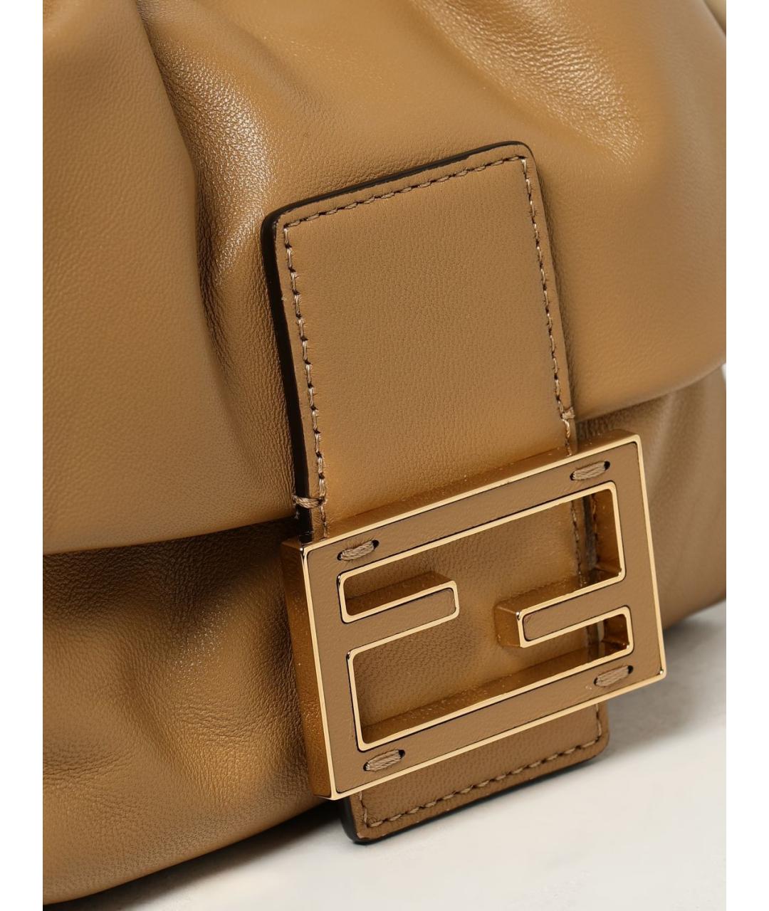FENDI Бежевая кожаная сумка через плечо, фото 3