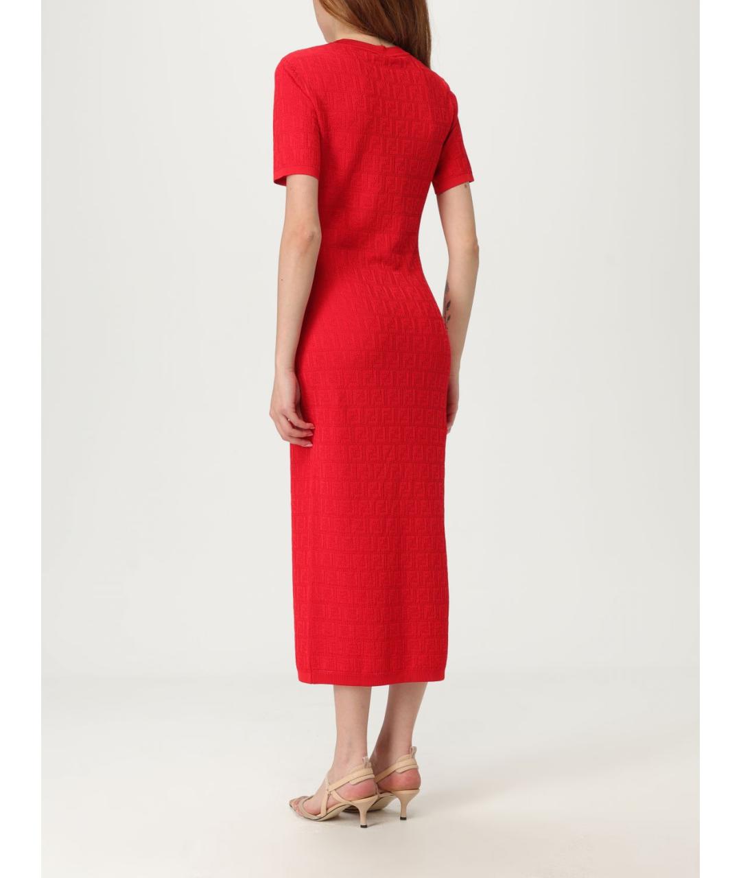 FENDI Красное хлопковое повседневное платье, фото 3
