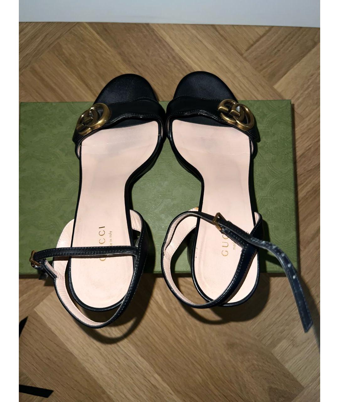 GUCCI Черные кожаные босоножки, фото 6