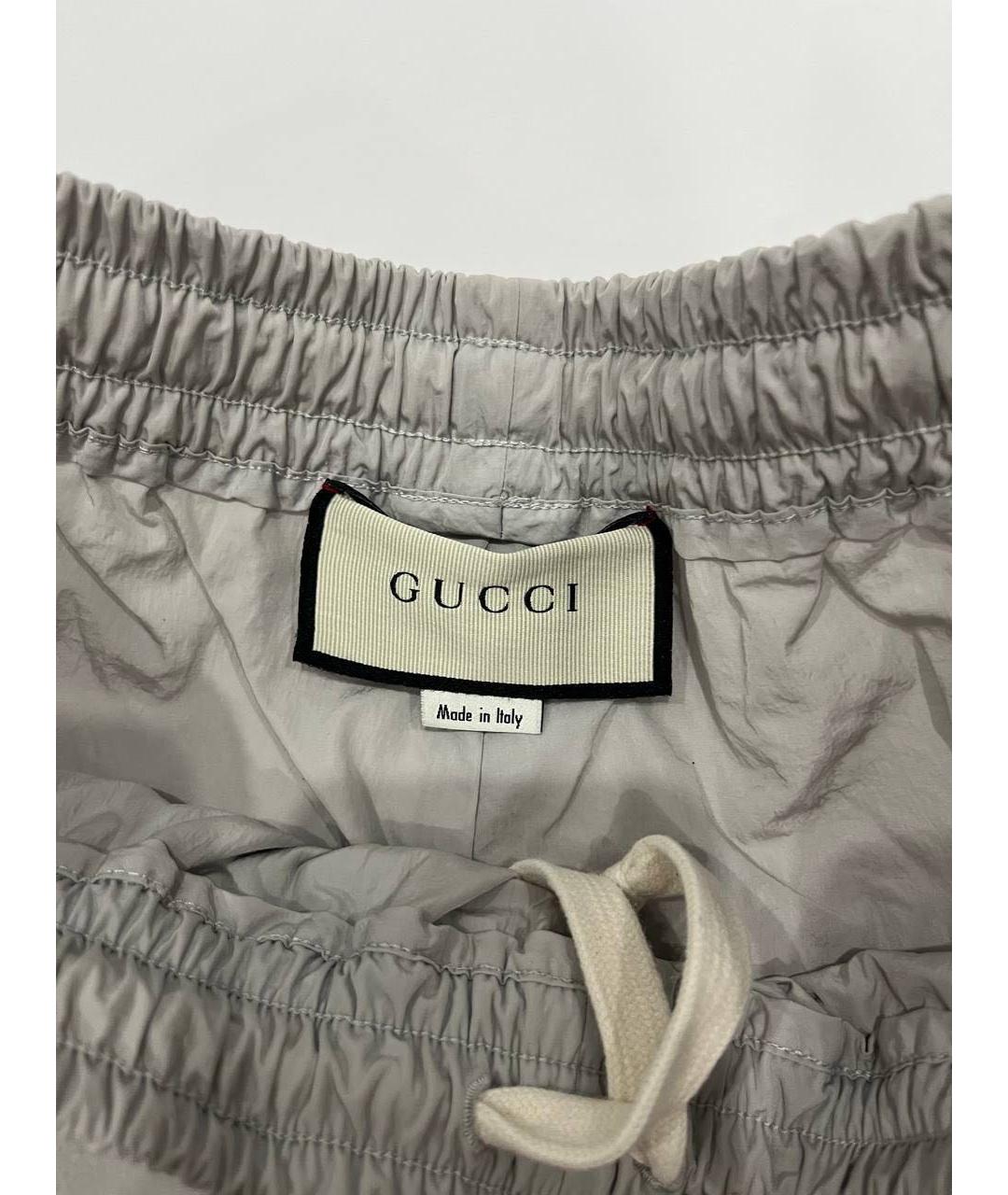 GUCCI Серебряные полиэстеровые повседневные брюки, фото 3