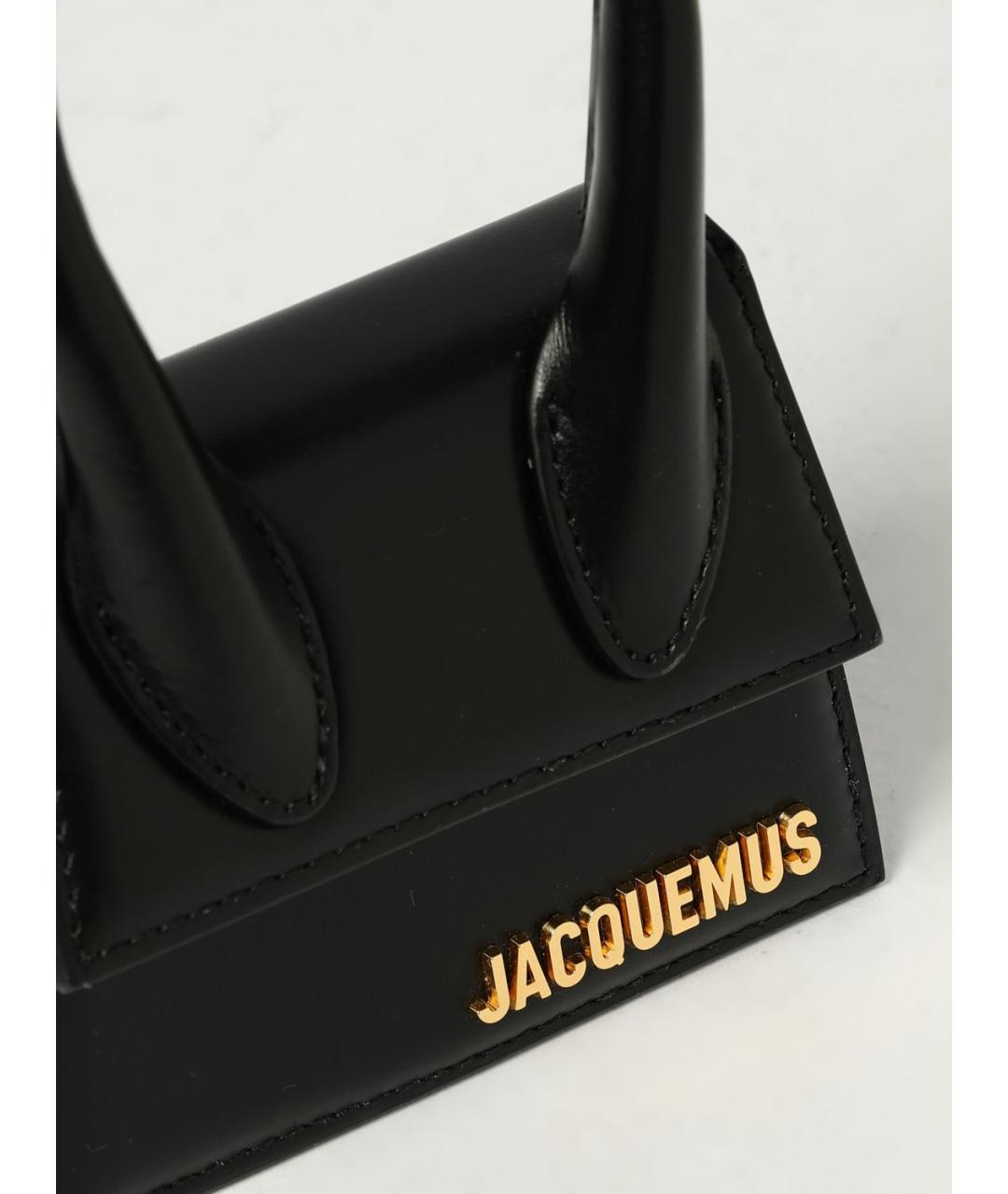 JACQUEMUS Черная кожаная сумка с короткими ручками, фото 4