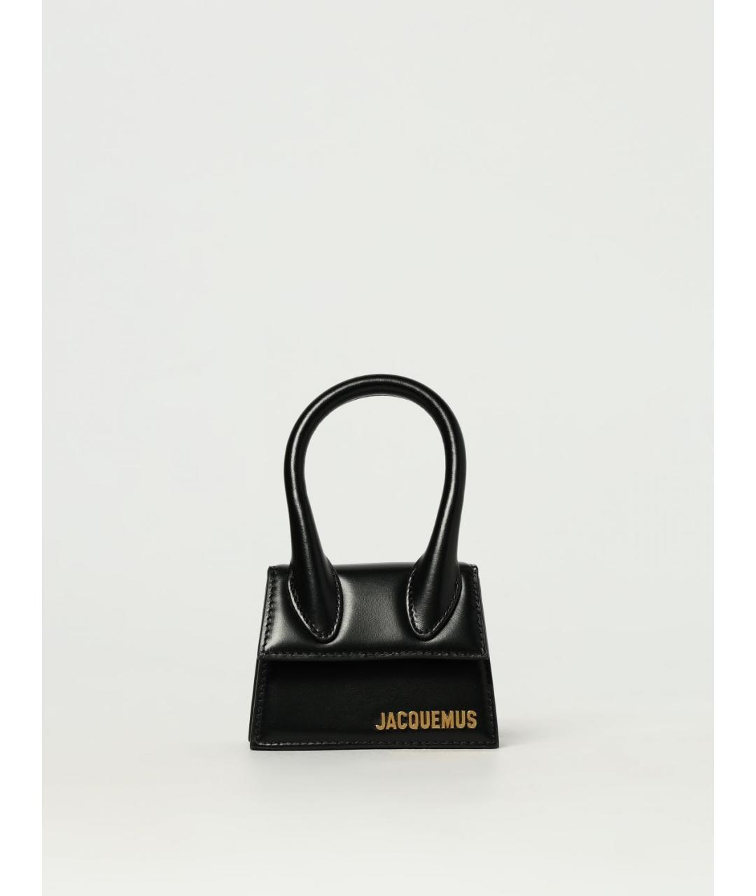 JACQUEMUS Черная кожаная сумка с короткими ручками, фото 6