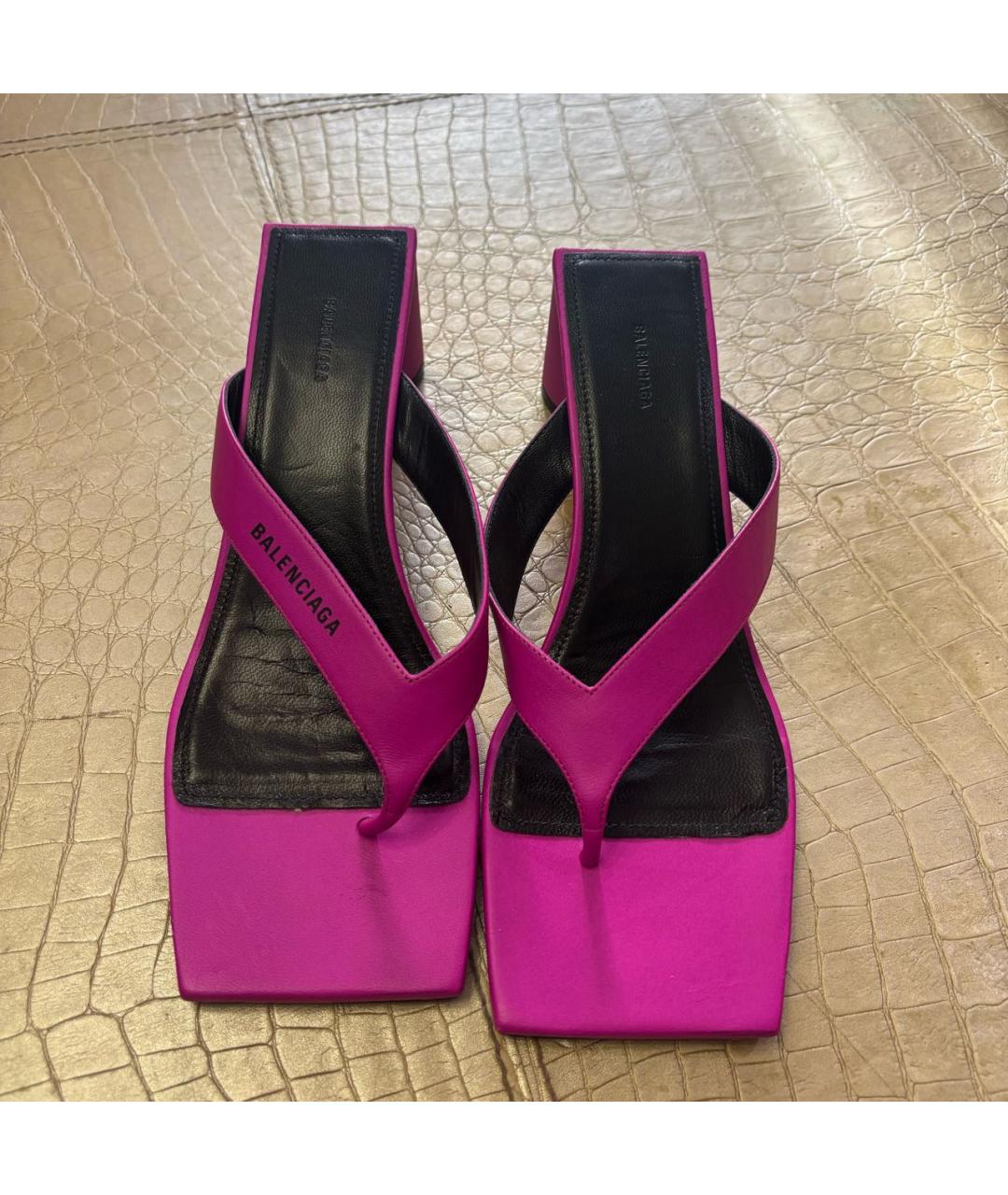 BALENCIAGA Фиолетовые кожаные босоножки, фото 2