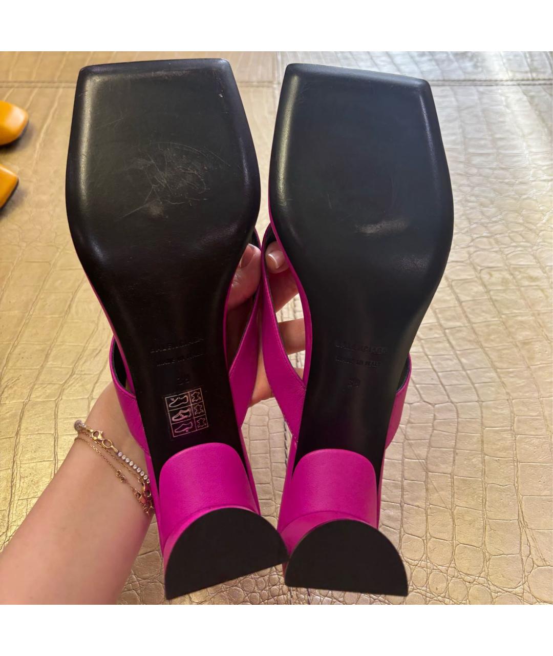 BALENCIAGA Фиолетовые кожаные босоножки, фото 5