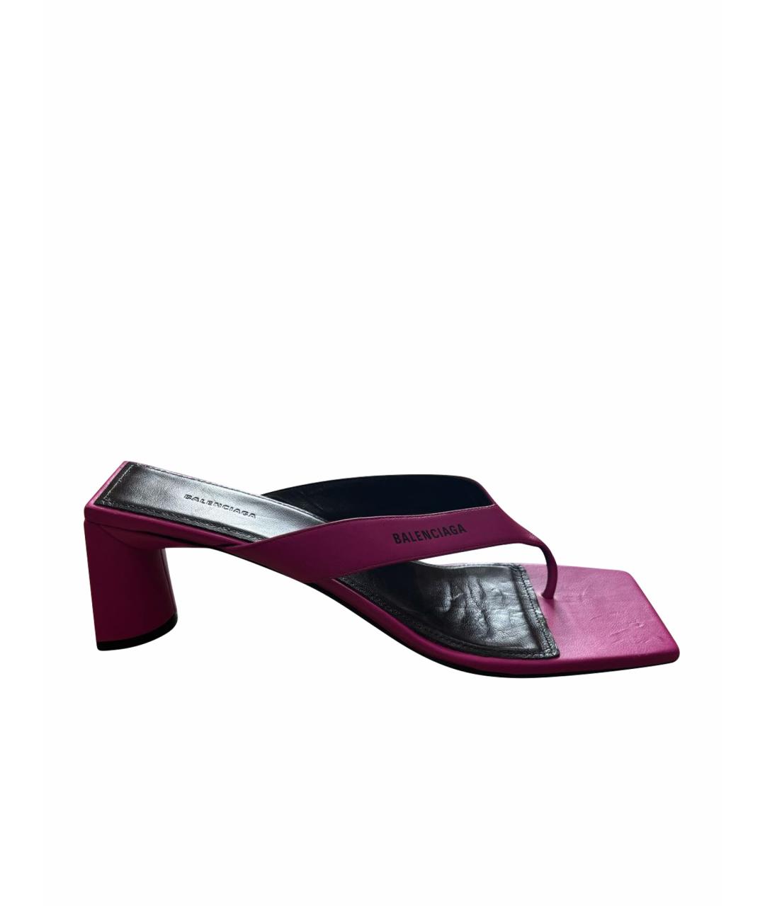 BALENCIAGA Фиолетовые кожаные босоножки, фото 1