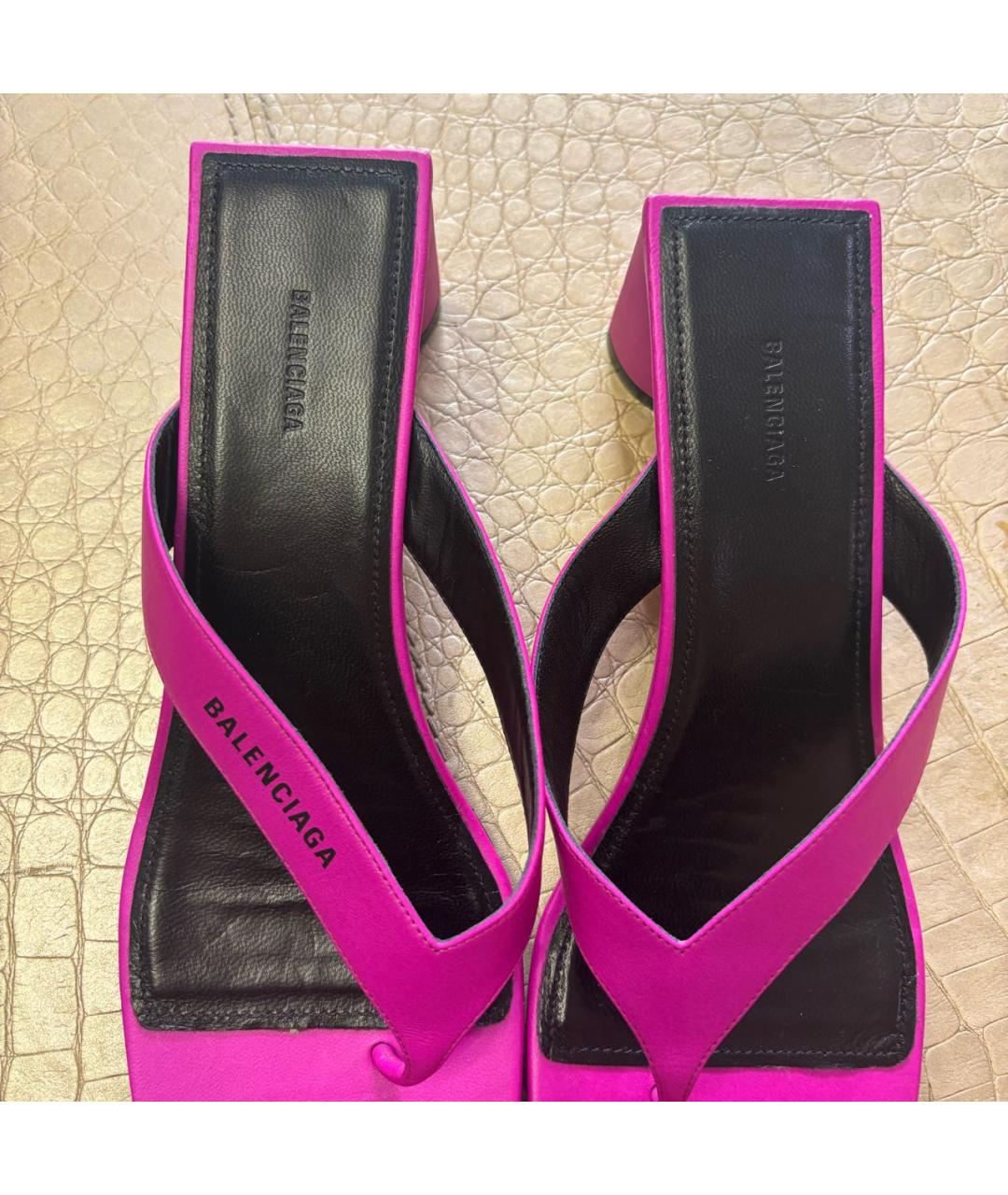 BALENCIAGA Фиолетовые кожаные босоножки, фото 3
