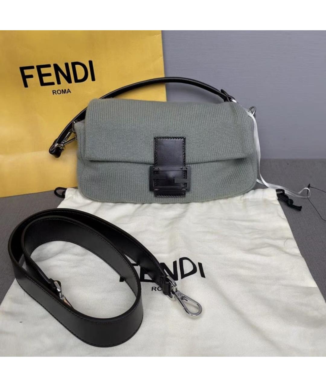 FENDI Зеленая шерстяная сумка через плечо, фото 8