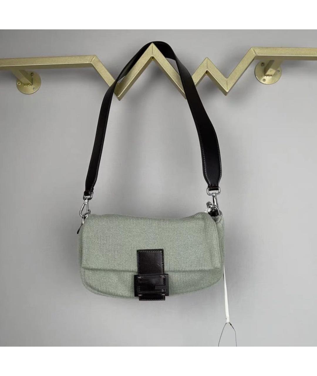 FENDI Зеленая шерстяная сумка через плечо, фото 2
