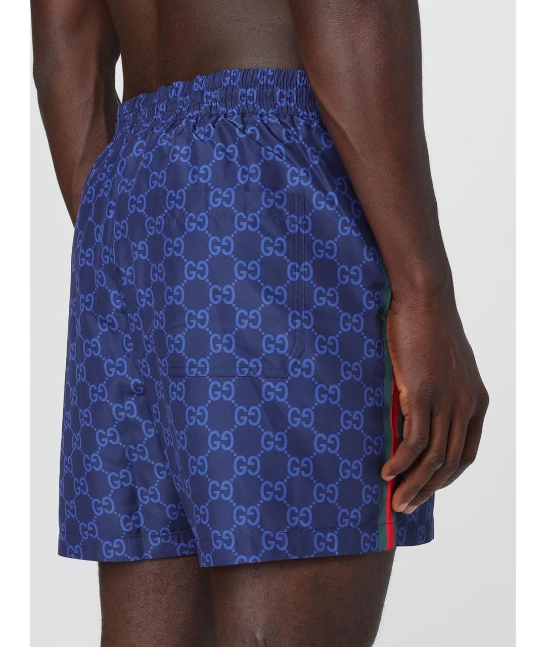 GUCCI Синие синтетические шорты, фото 5
