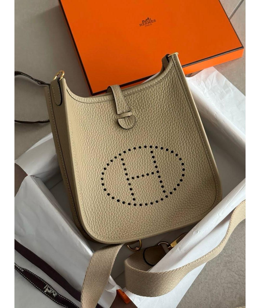 HERMES Бежевая кожаная сумка через плечо, фото 3