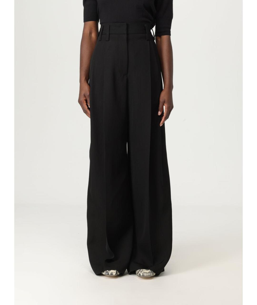 JIL SANDER Черные вискозные брюки широкие, фото 2