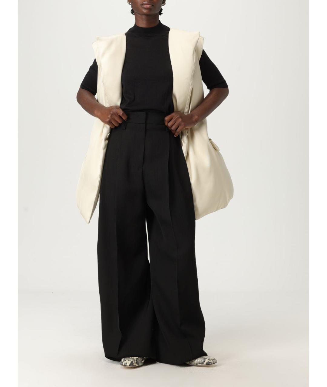 JIL SANDER Черные вискозные брюки широкие, фото 3