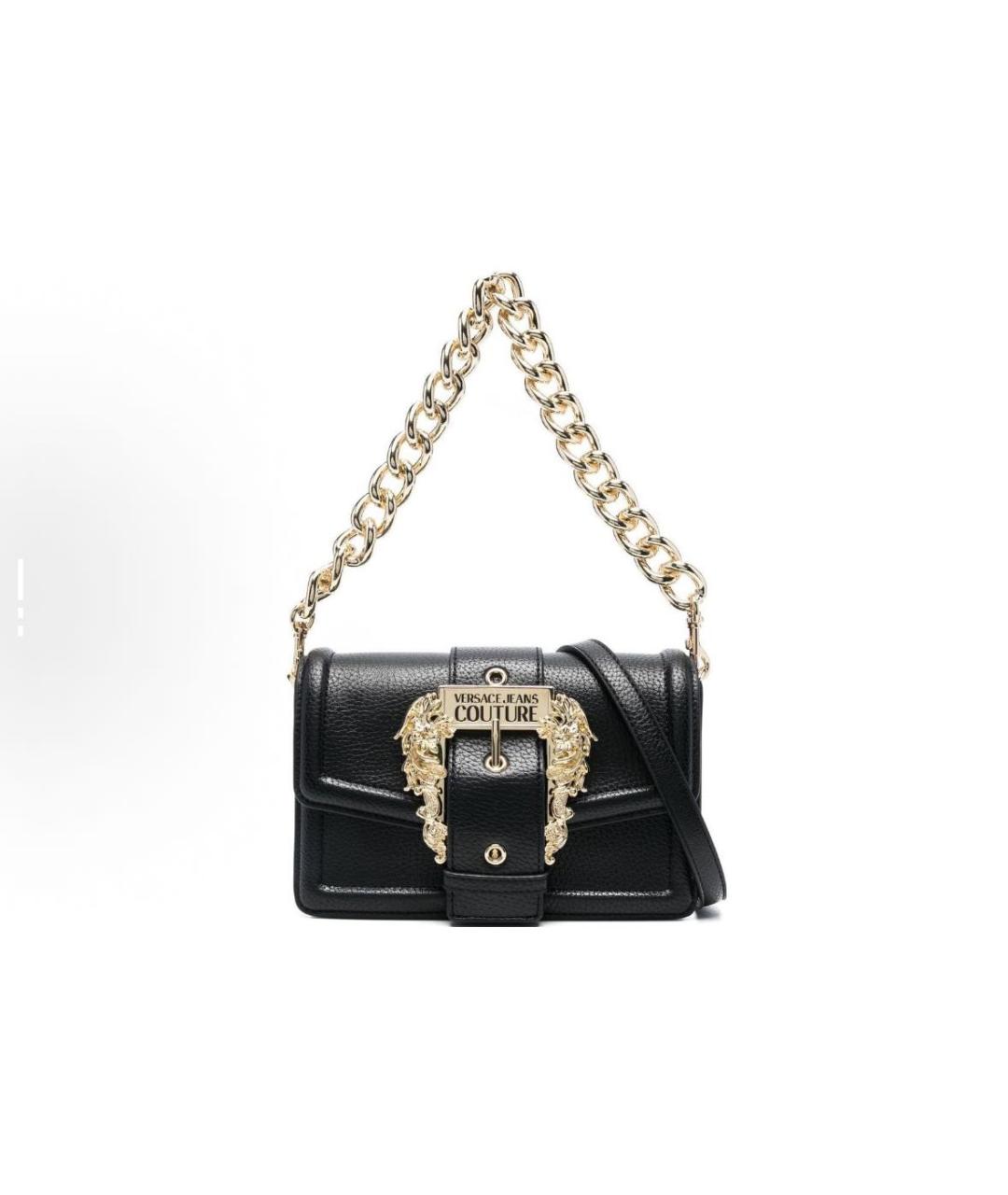 VERSACE JEANS COUTURE Черная кожаная сумка через плечо, фото 6