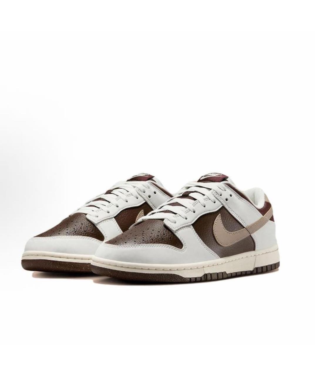 NIKE Коричневые кожаные низкие кроссовки / кеды, фото 2