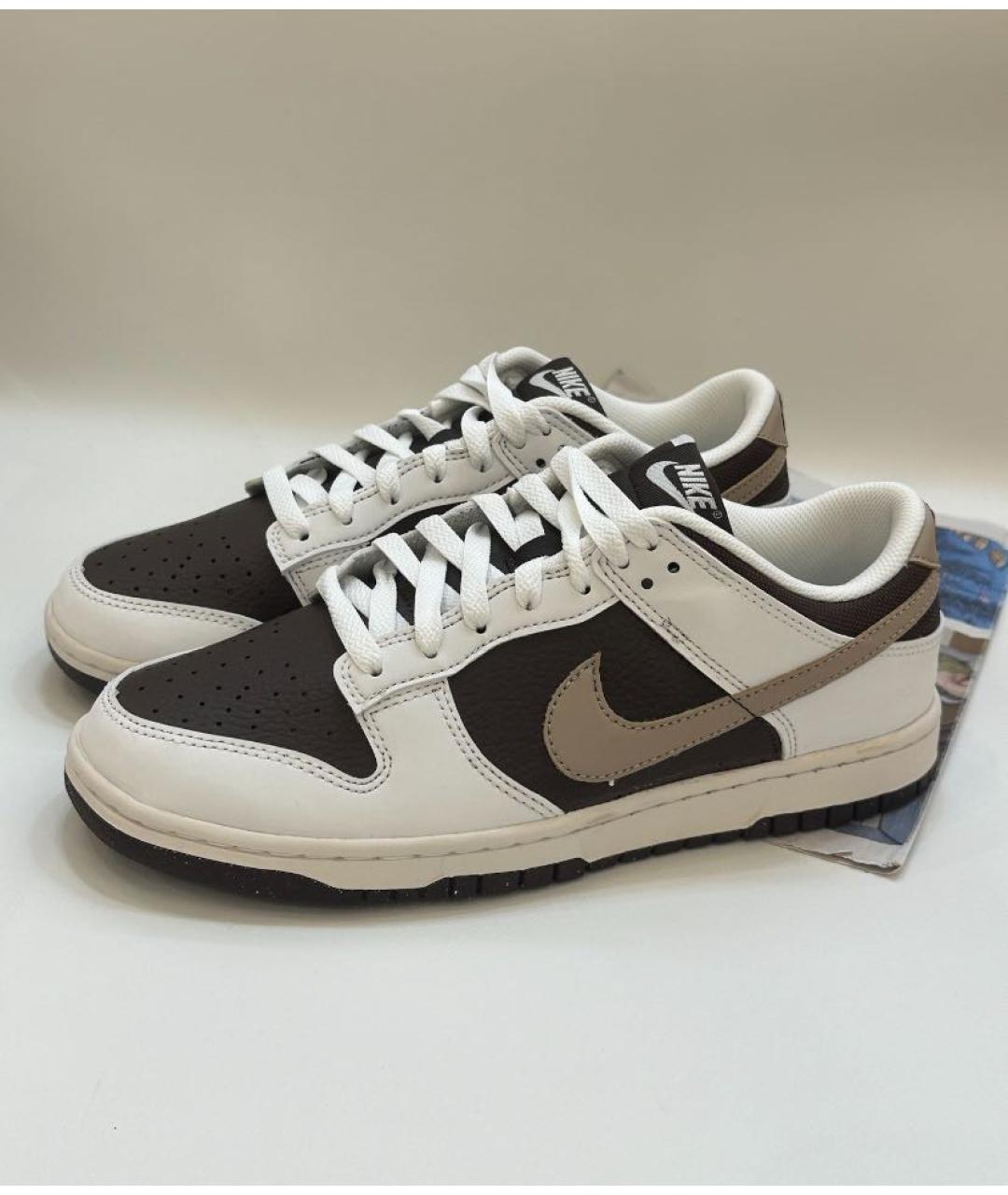 NIKE Коричневые кожаные низкие кроссовки / кеды, фото 5
