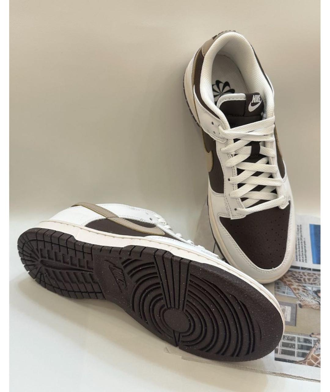 NIKE Коричневые кожаные низкие кроссовки / кеды, фото 7
