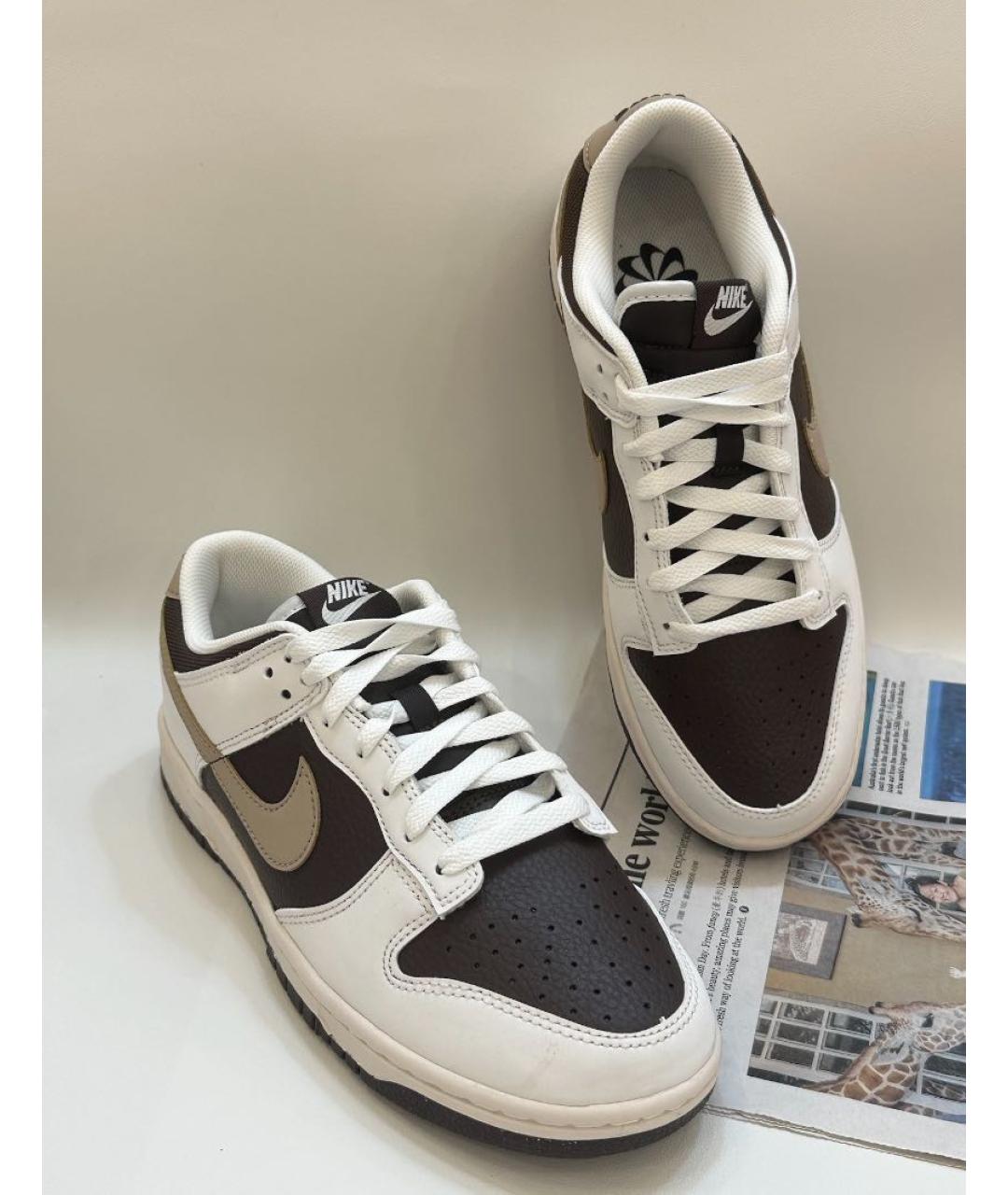 NIKE Коричневые кожаные низкие кроссовки / кеды, фото 6
