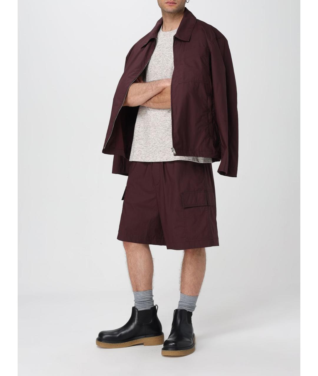 BOTTEGA VENETA Бордовые хлопковые шорты, фото 3