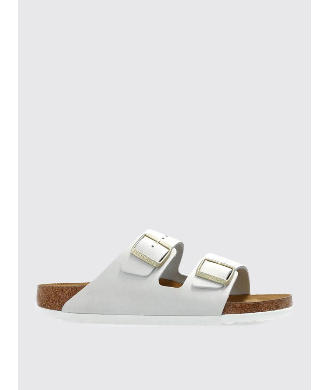 BIRKENSTOCK Белые кожаные шлепанцы, фото 4