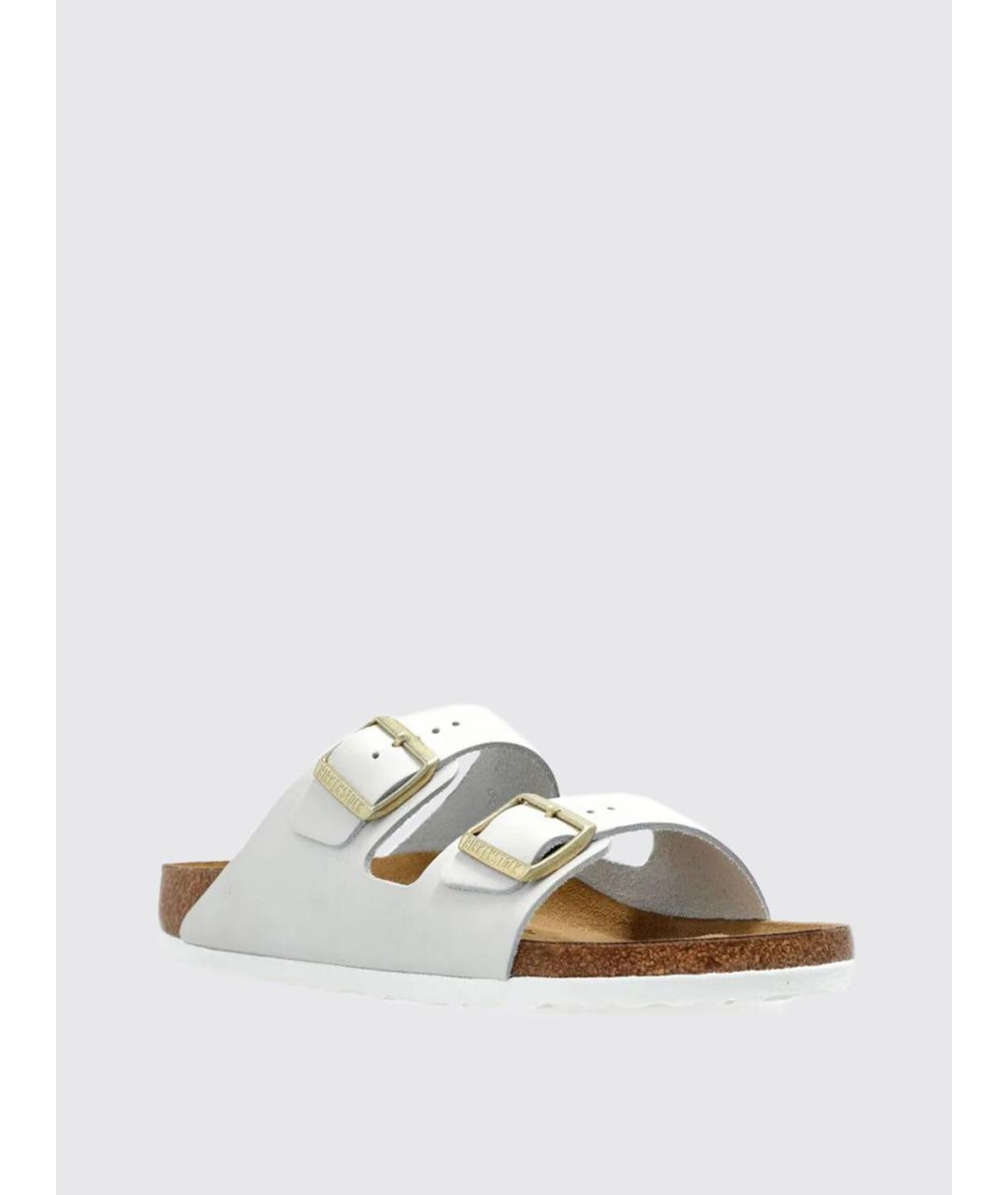 BIRKENSTOCK Белые кожаные шлепанцы, фото 2