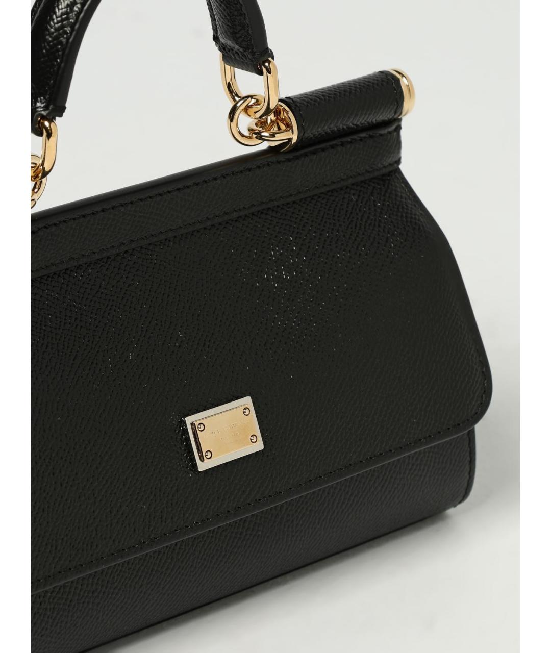 DOLCE&GABBANA Черная кожаная сумка с короткими ручками, фото 4