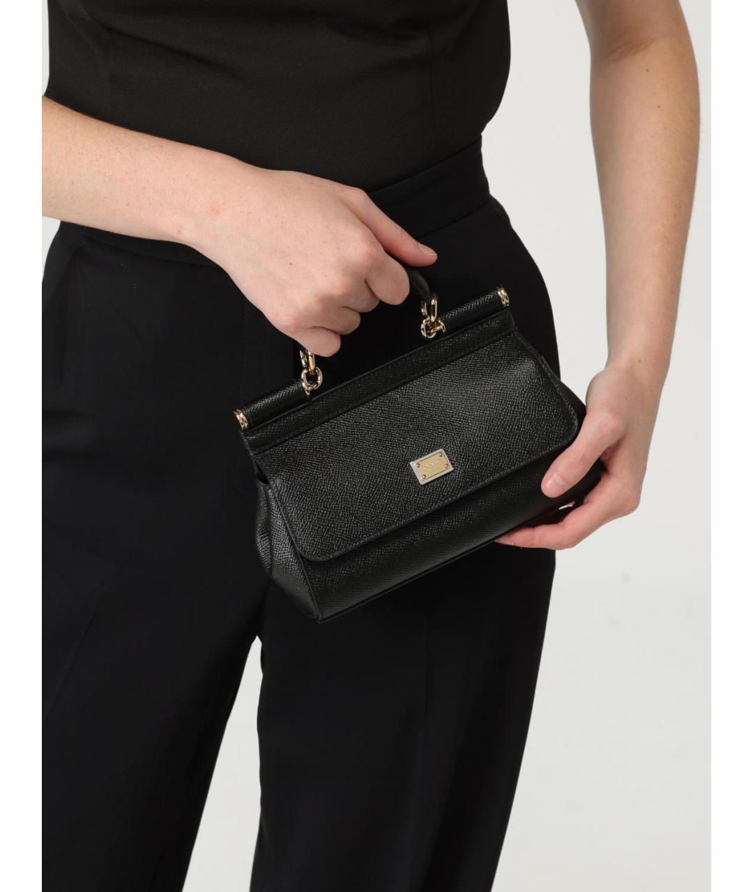 DOLCE&GABBANA Черная кожаная сумка с короткими ручками, фото 2