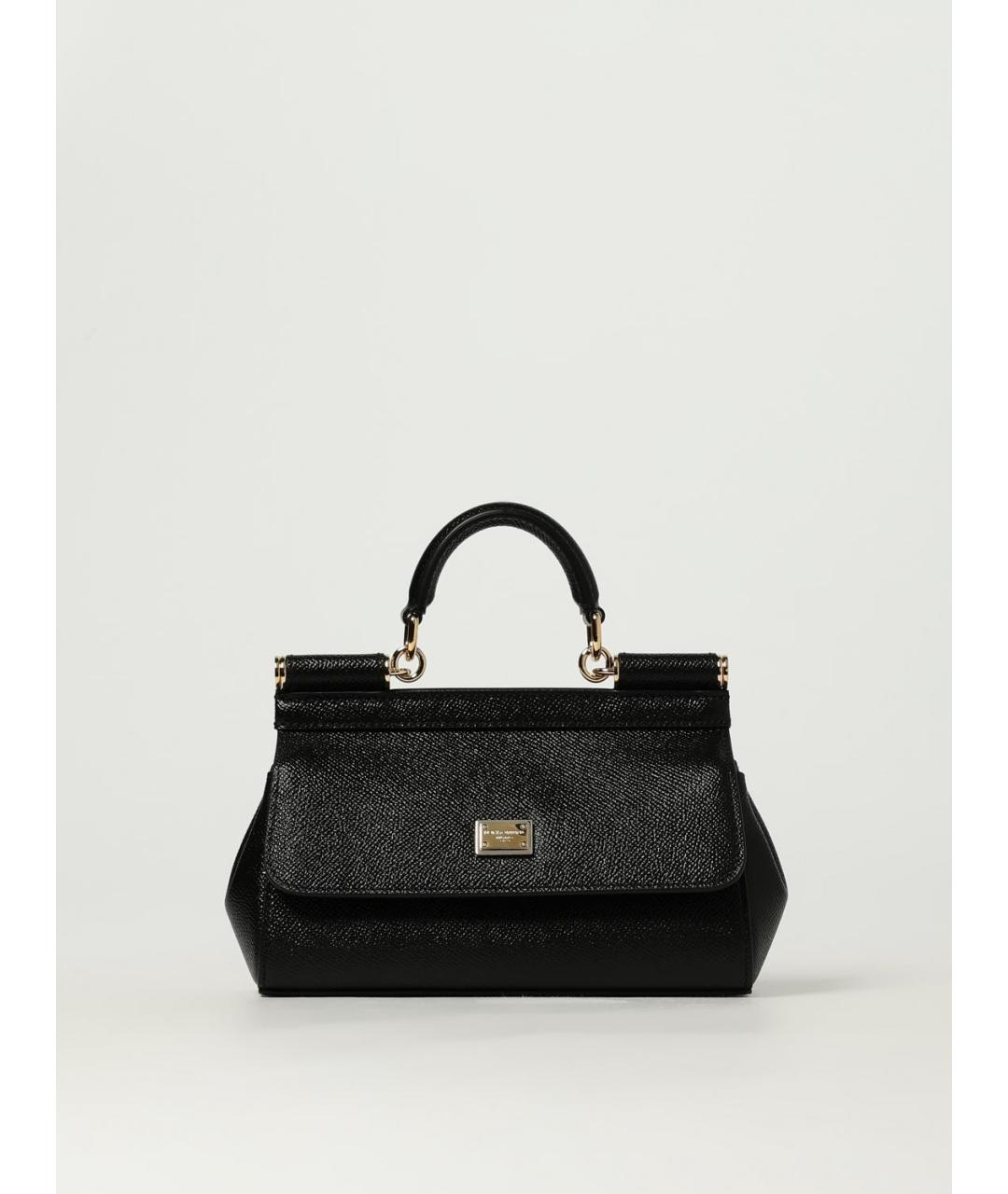 DOLCE&GABBANA Черная кожаная сумка с короткими ручками, фото 6