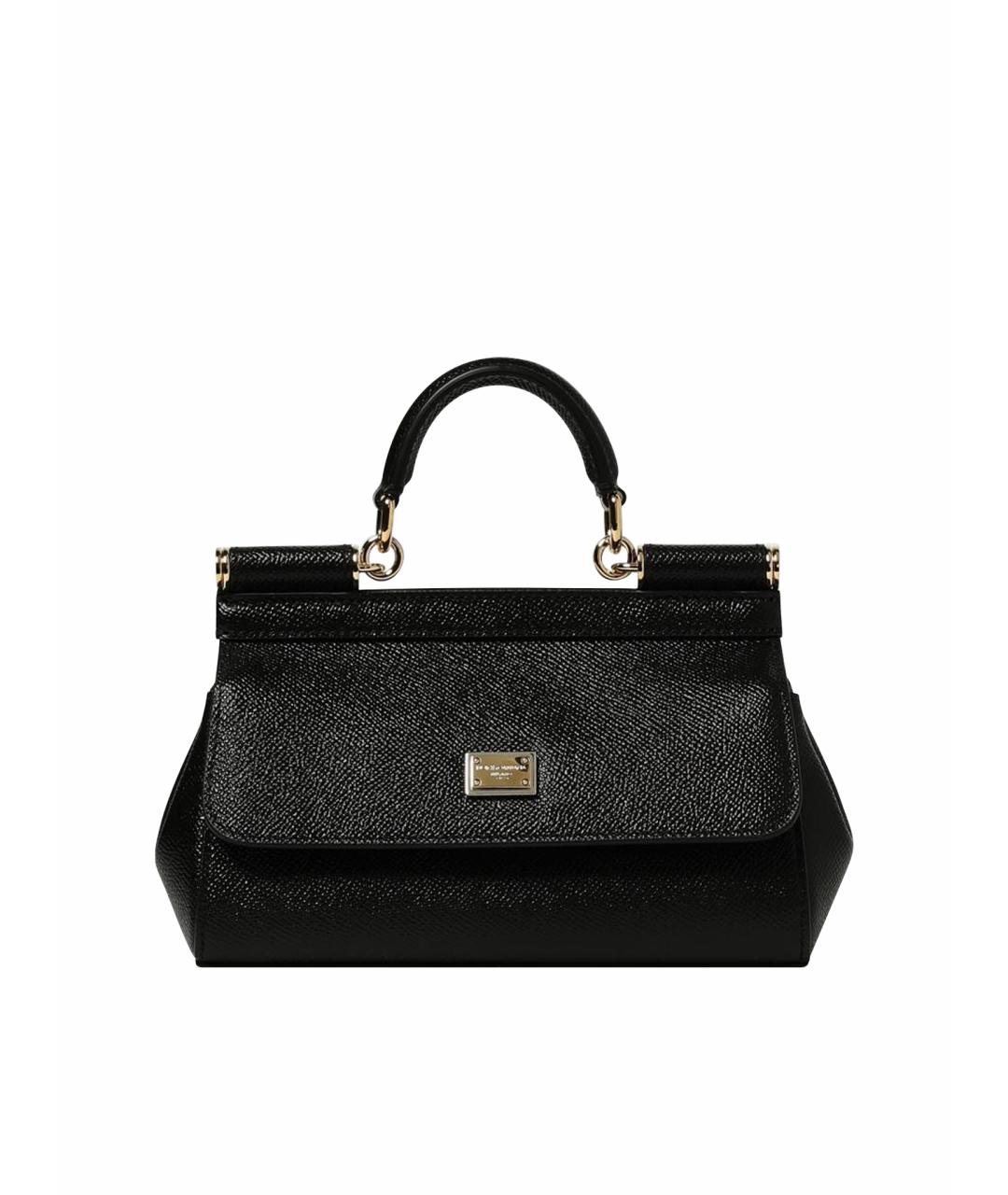 DOLCE&GABBANA Черная кожаная сумка с короткими ручками, фото 1