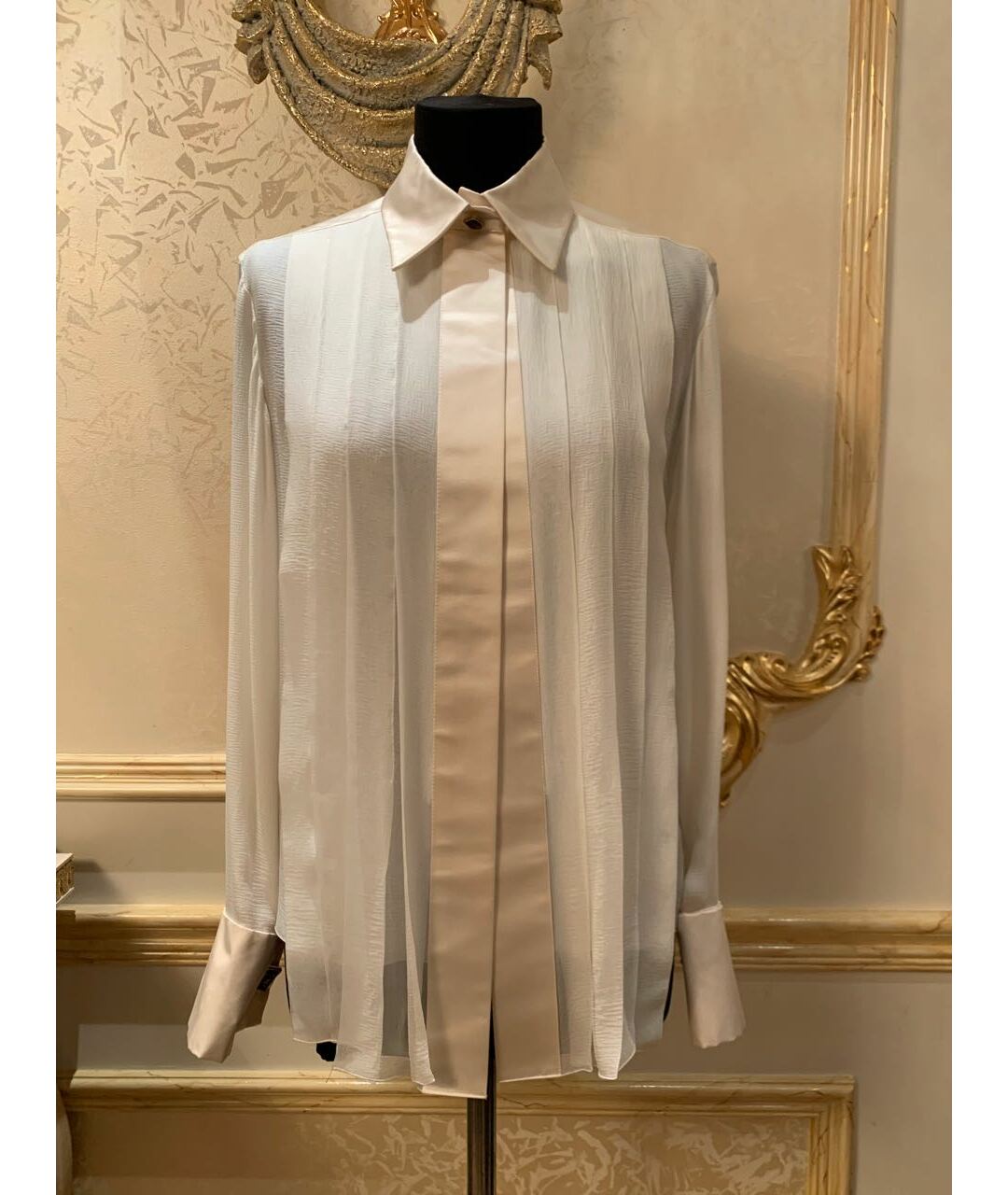CHANEL Бежевая шелковая рубашка, фото 4