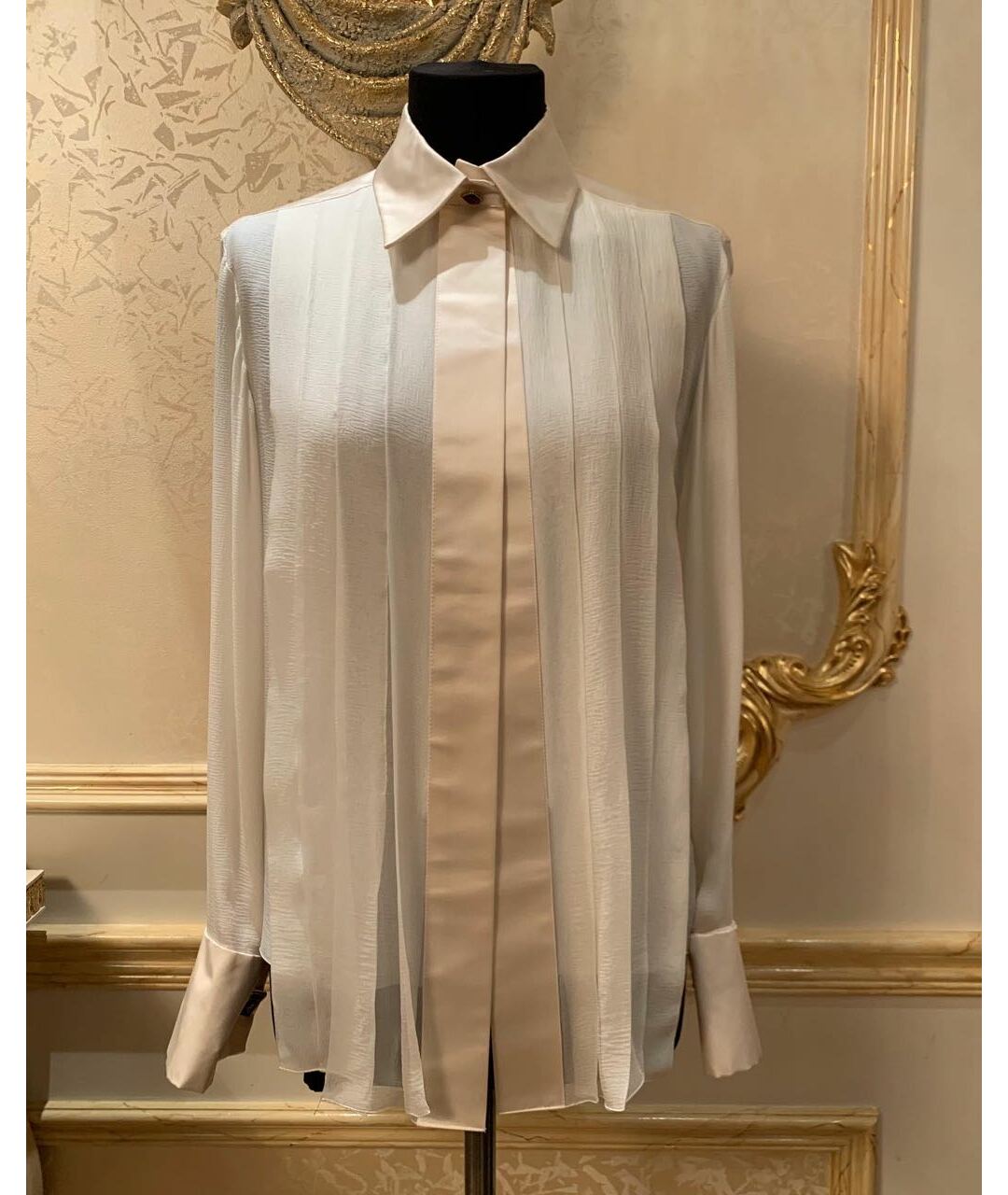 CHANEL Бежевая шелковая рубашка, фото 9