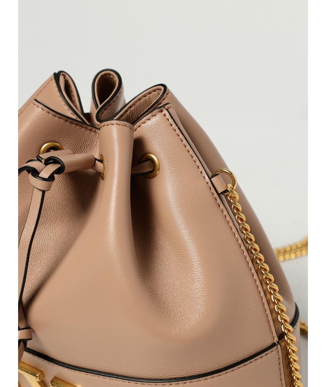 VALENTINO Бежевая кожаная сумка тоут, фото 4