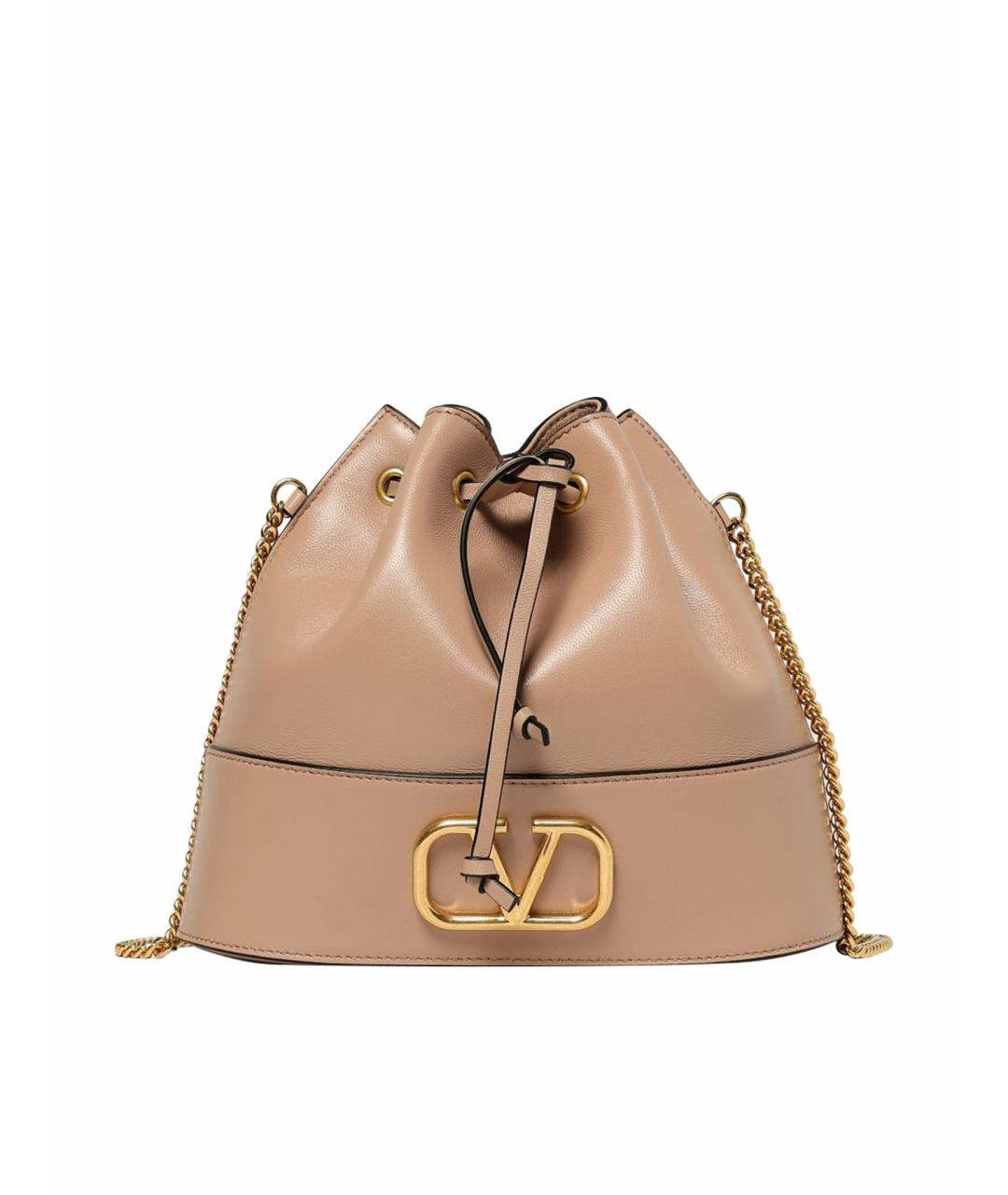 VALENTINO Бежевая кожаная сумка тоут, фото 1