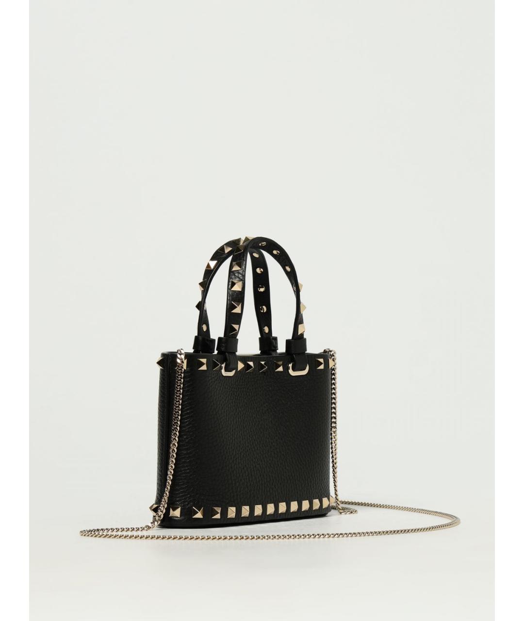 VALENTINO Черная кожаная сумка тоут, фото 3