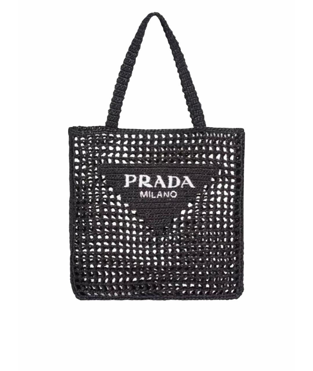 PRADA Черная пелетеная пляжная сумка, фото 1