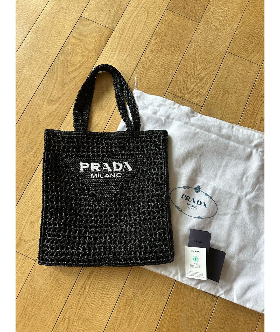PRADA Черная пелетеная пляжная сумка, фото 3
