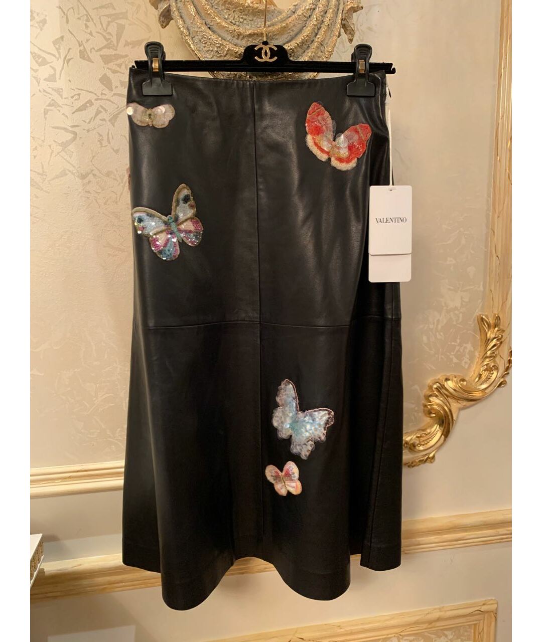 VALENTINO Черная кожаная юбка макси, фото 9
