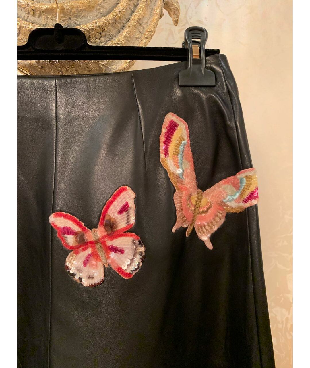 VALENTINO Черная кожаная юбка макси, фото 4